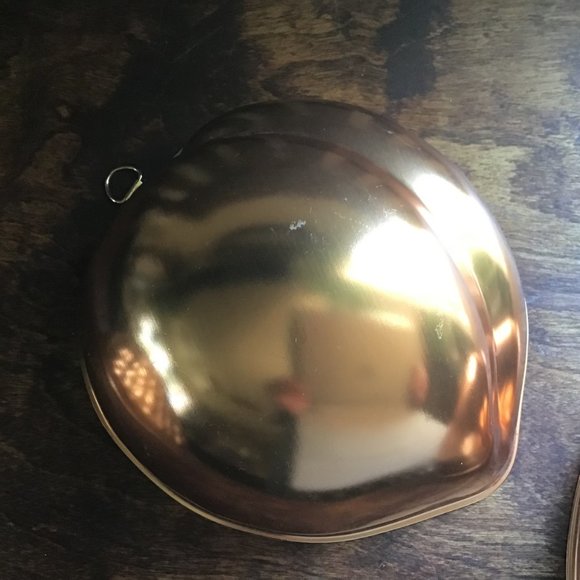 3 Vintage Copper Tone Strawberry / Apple / Peach Shaped Jelly Molds - Picture 5 of 9